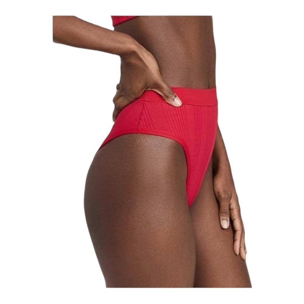 L*space Pointelle Frenchi Bikini Bottom Lipstick Red NWT - Picture 3 of 7